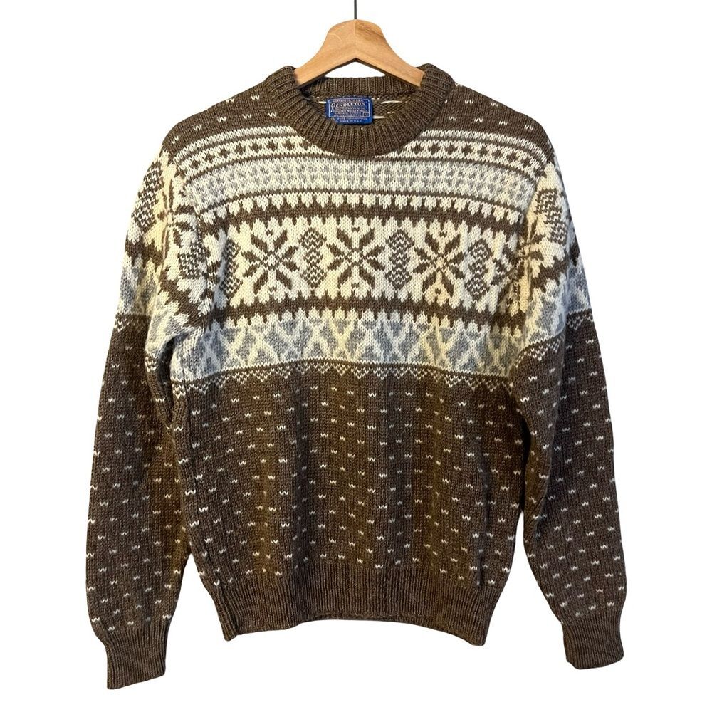 Vintage Pendleton Womens Fair Isle Wool Sweater Size M Preppy Heritage USA Made